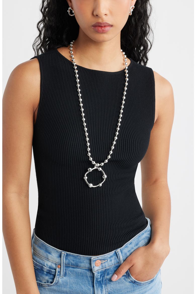 Long Ball Chain Necklace, Alternate, color, SILVER