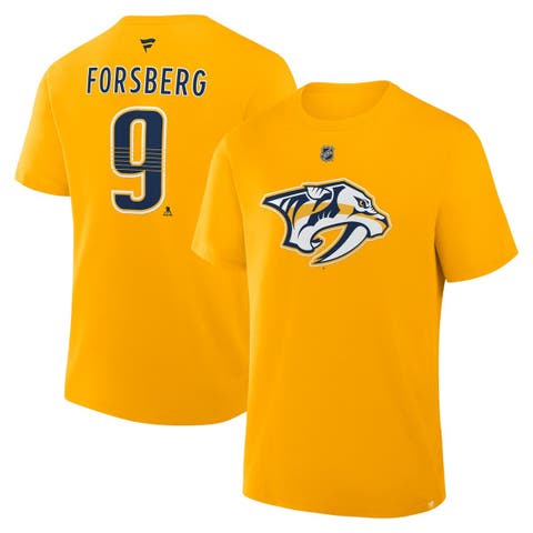 Men's Fanatics Filip Forsberg Gold Nashville Predators Authentic Stack Name & Number T-Shirt