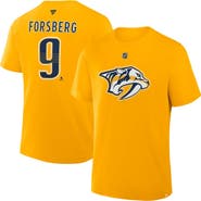 FANATICS Men's Fanatics Filip Forsberg Gold Nashville Predators Authentic Stack Name & Number T-Shirt