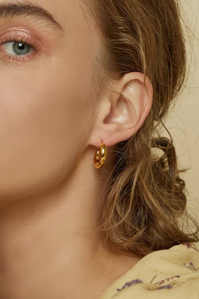 14k Gold Plated Banana Earrings Trendy Dainty Statement, Alternate, color, Gold