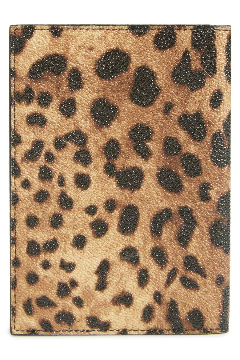 Leopard Print Passport Cover, Alternate, color, NATURALE