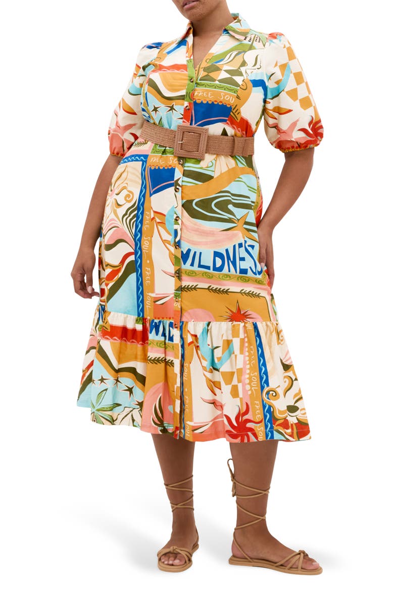 Wild Soul Belted Cotton Shirtdress, Main, color, WILD SOUL