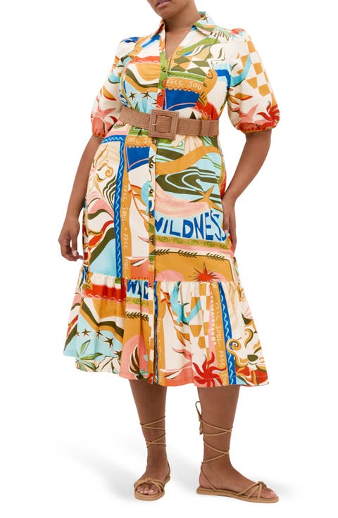Wild Soul Belted Cotton Shirtdress (Plus)