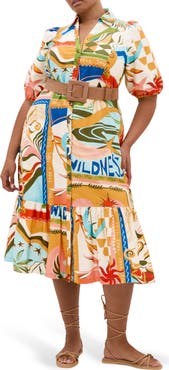 City Chic Wild Soul Belted Cotton Shirtdress