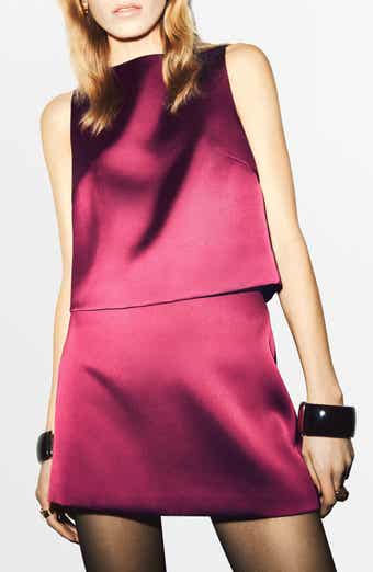 MANGO Jackie-O Bow Back Sleeveless Crop Satin Top