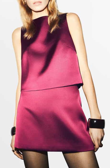 MANGO Jackie-O Bow Back Sleeveless Crop Satin Top