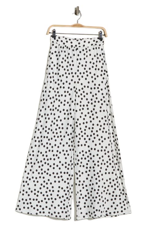 Polka Dot Satin Wide Leg Pants