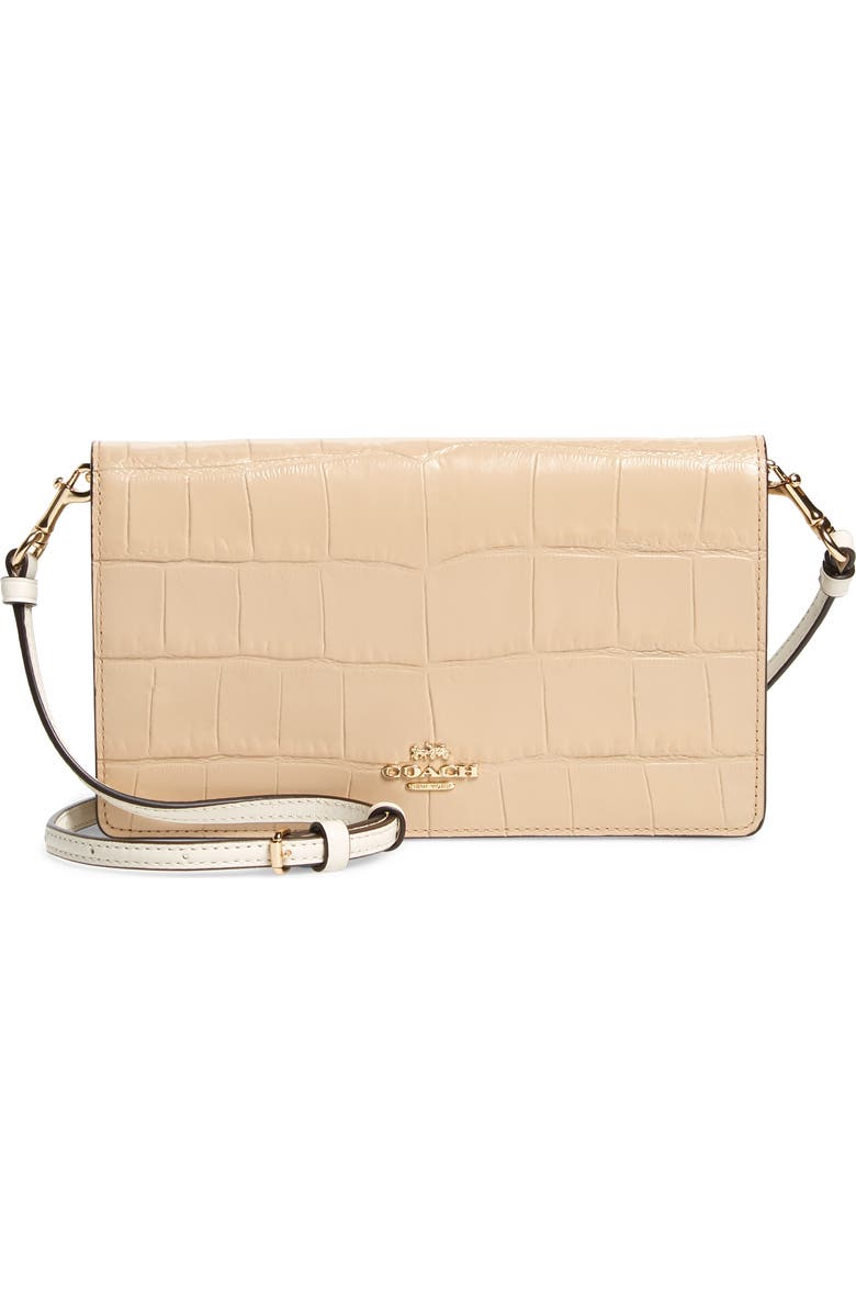 COACH Hayden Croc Embossed Leather Convertible Crossbody Bag, Main, color,