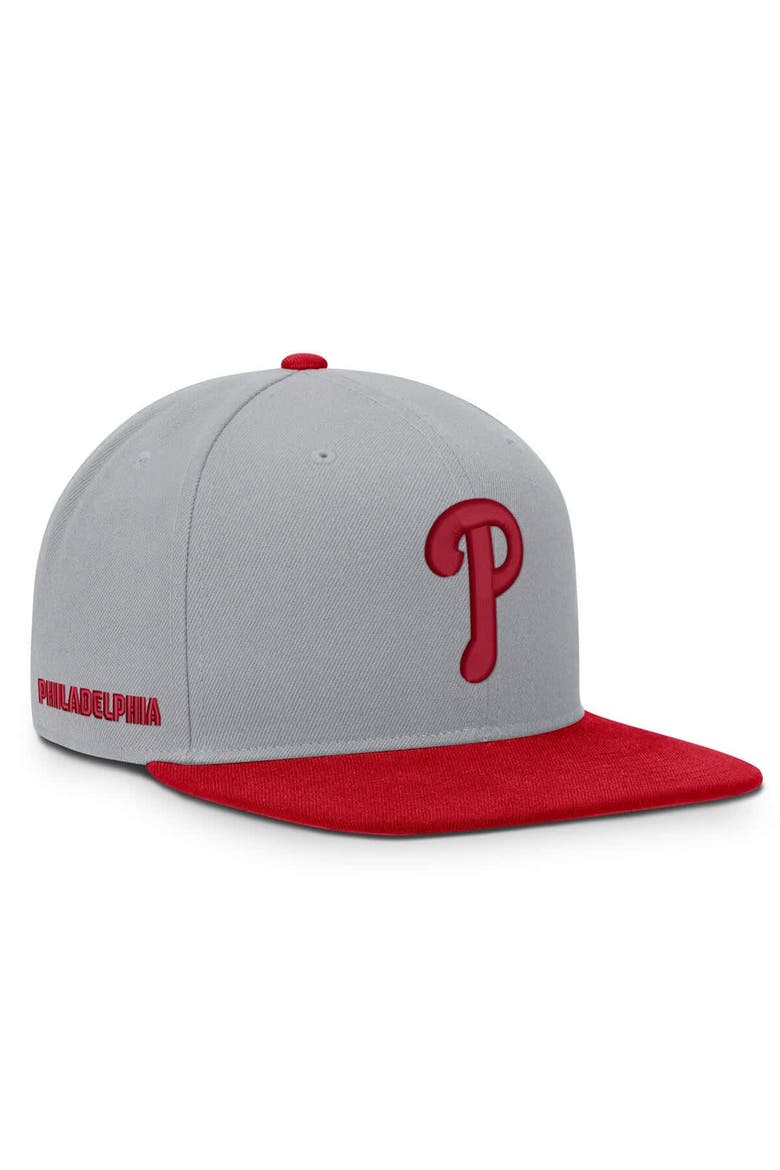 Men's Nike Gray/Red Philadelphia Phillies Primetime Pro Dri-FIT Snapback Hat, Main, color, Gray