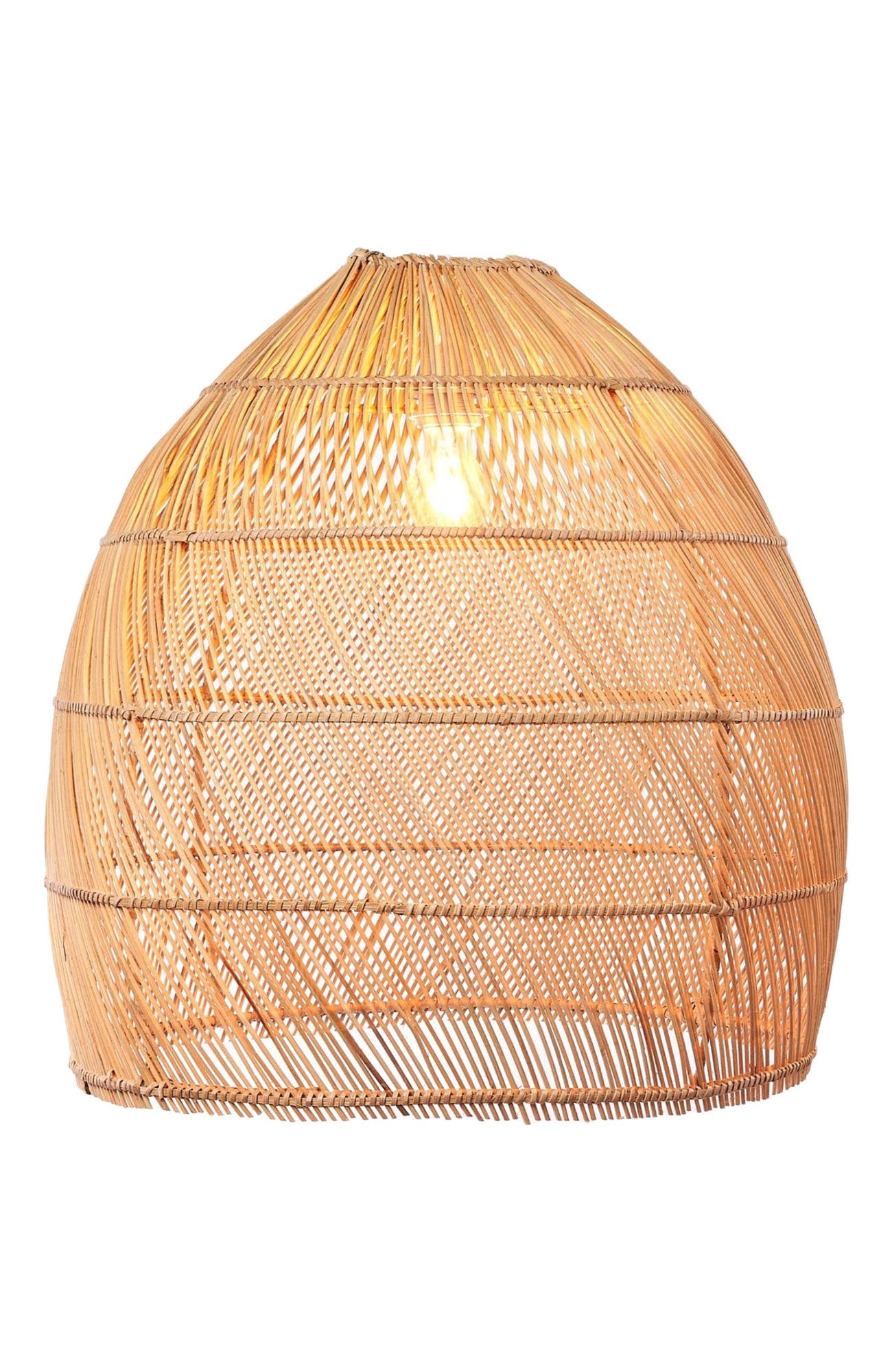 The Artisan & Company Bell Shaped Rattan Pendant Light in Natural 