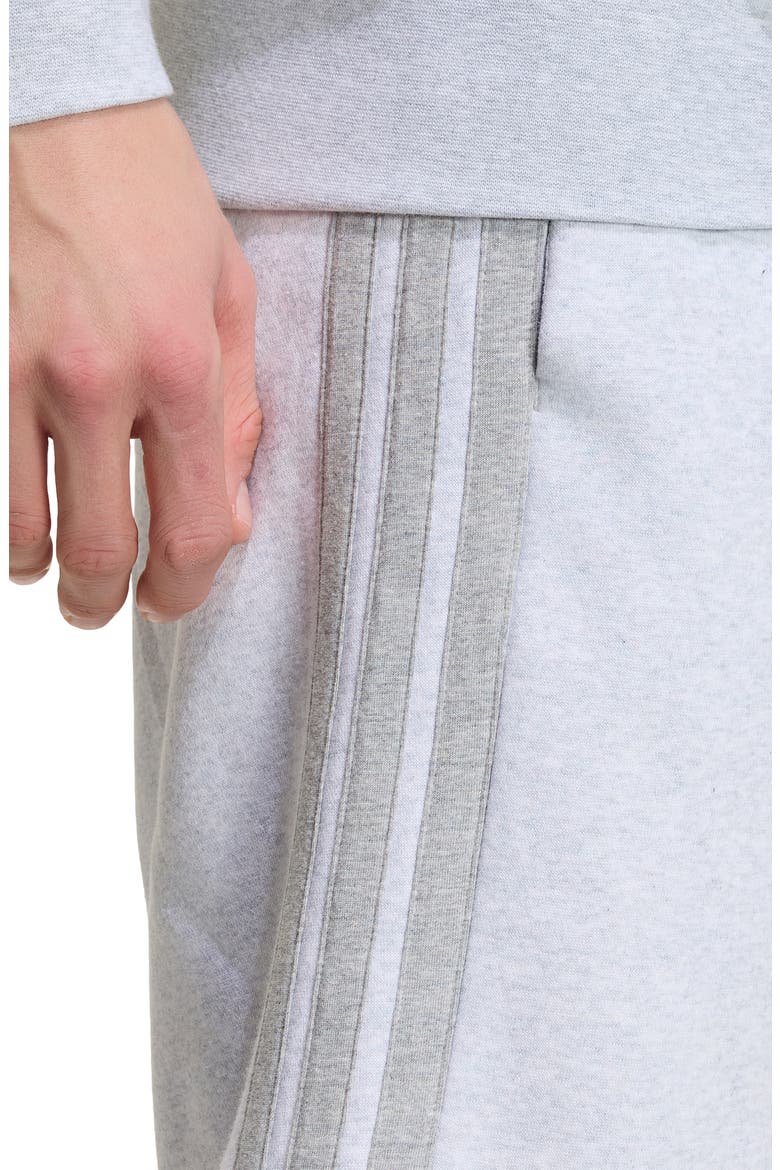 Essentials 3-Stripes Fleece Shorts, Alternate, color, LIGHT GREY / MEDIUM GREY