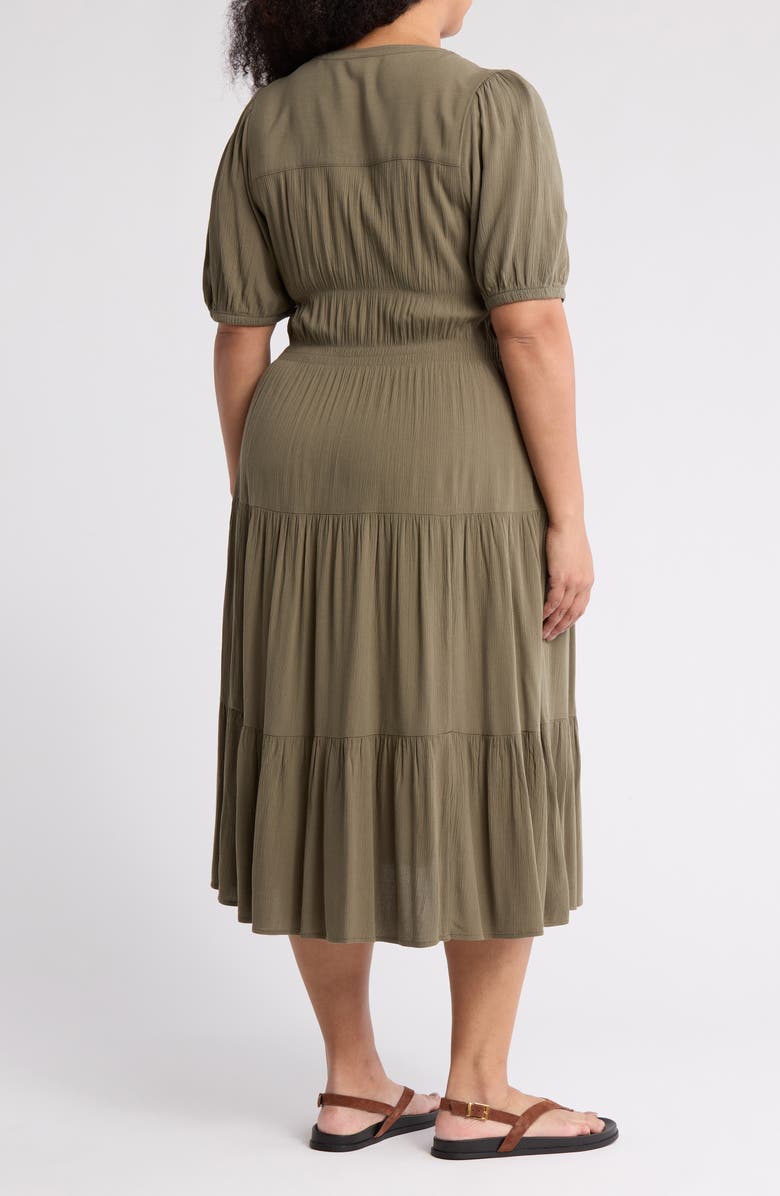Melrose and Market Crinkle Midi Dress, Alternate, color, Olive Kalamata