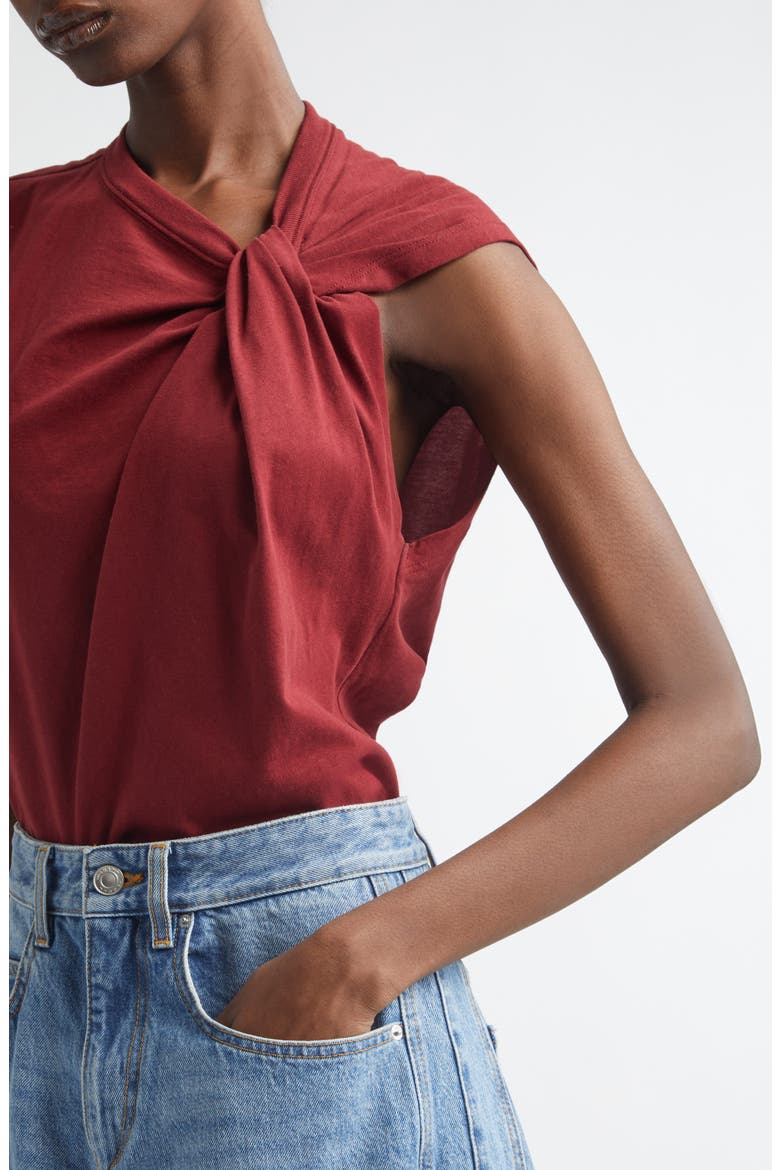 Nayda Asymmetric Cotton Slub Top, Alternate, color, DARK BURGUNDY