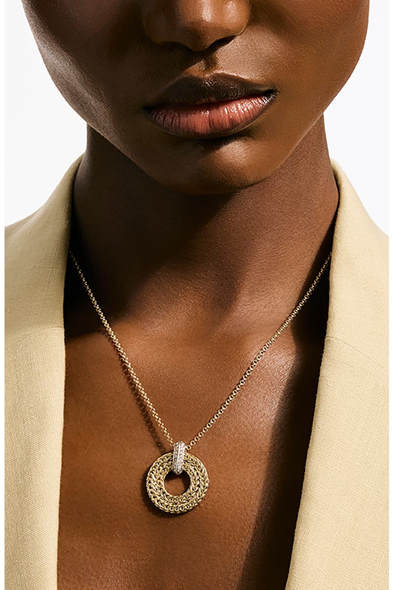 Icon Link Pavé Diamond Pendant Necklace, Alternate, color, GOLD