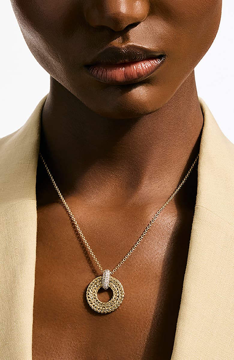 John Hardy Icon Link Pavé Diamond Pendant Necklace, Alternate, color, Gold