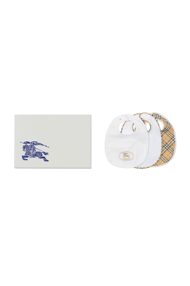 Check Cotton Three-piece Bib Set, Main, color, White