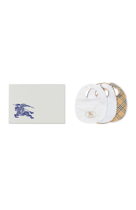 Check Cotton Three-piece Bib Set
