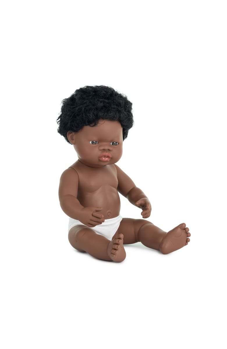 Miniland Baby Boy Doll with Dark Skin 15 inch, Main, color, Multi