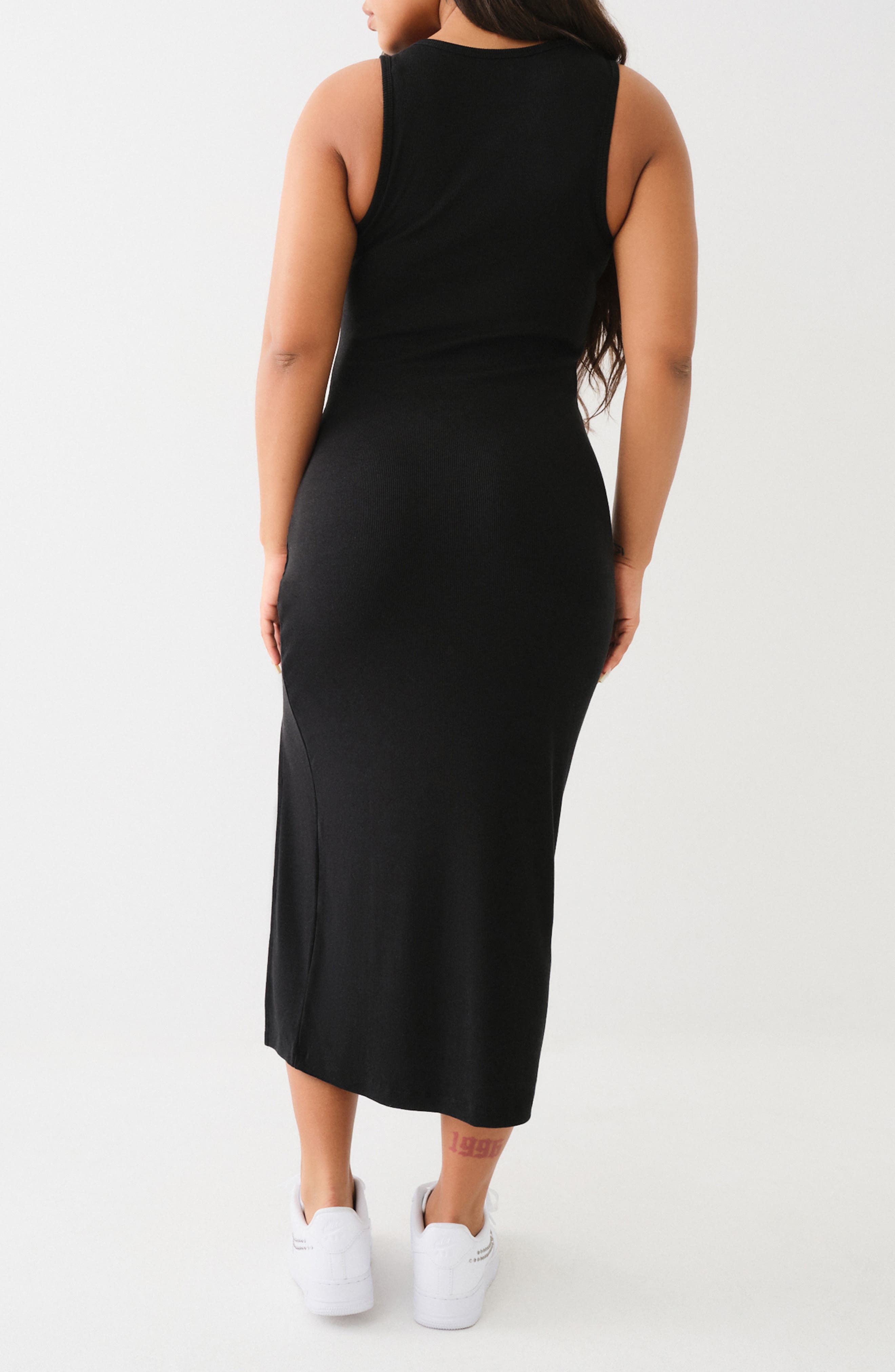 True Religion Lace Up Rib Midi Tank Dress (Women) | Nordstromrack