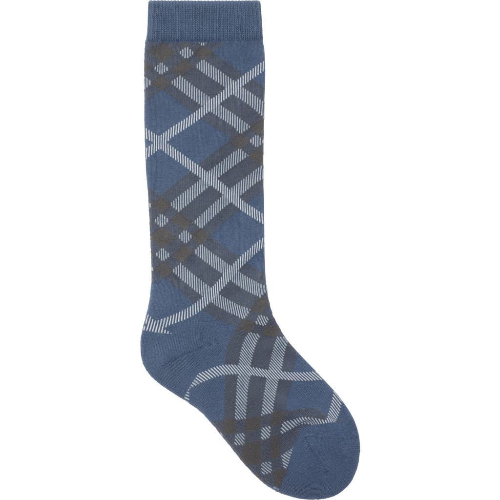 Burberry Check Cotton Blend Socks In Pewter