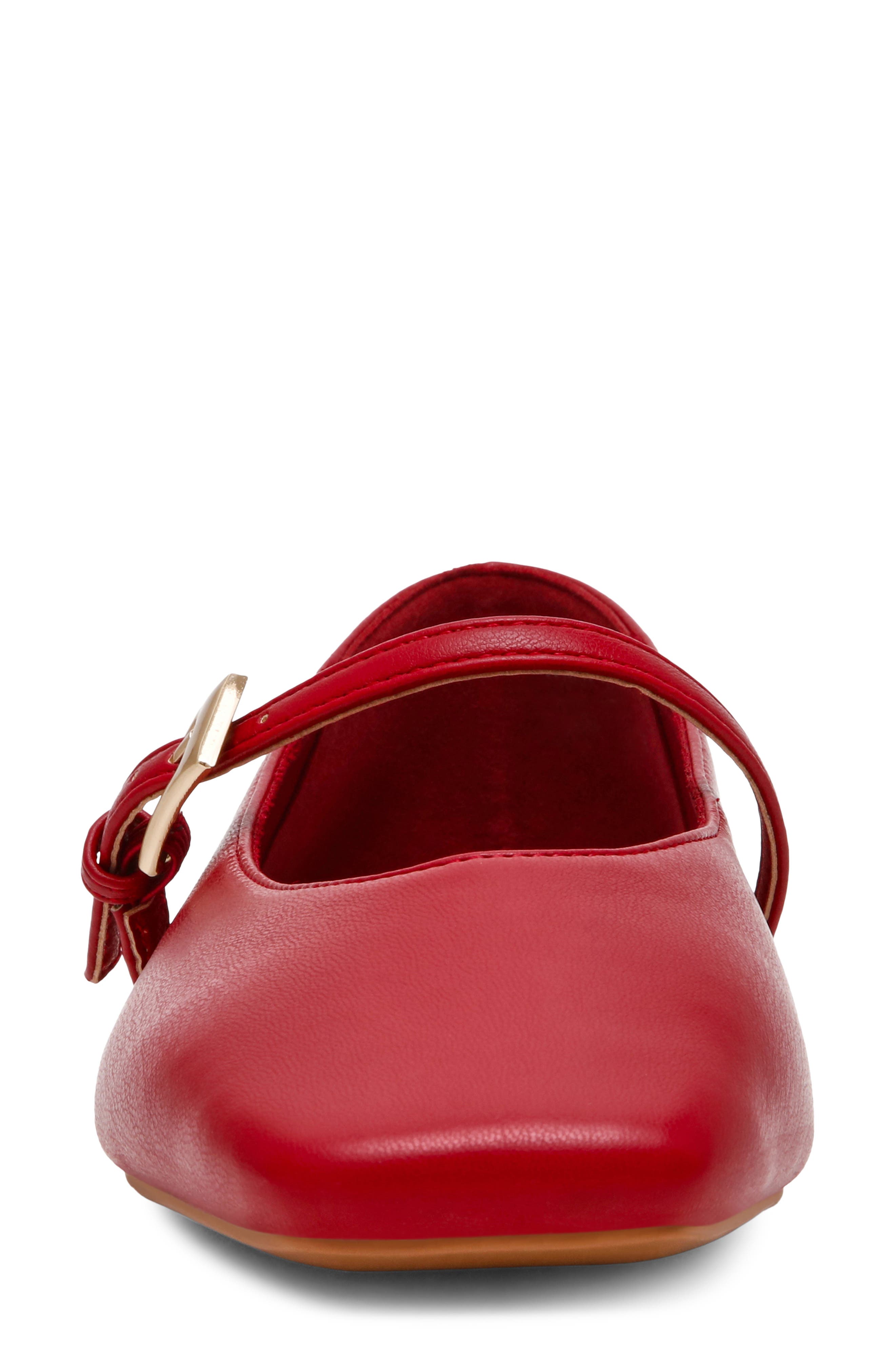 Fabes Mary Jane Flat, Alternate, color, DARK RED