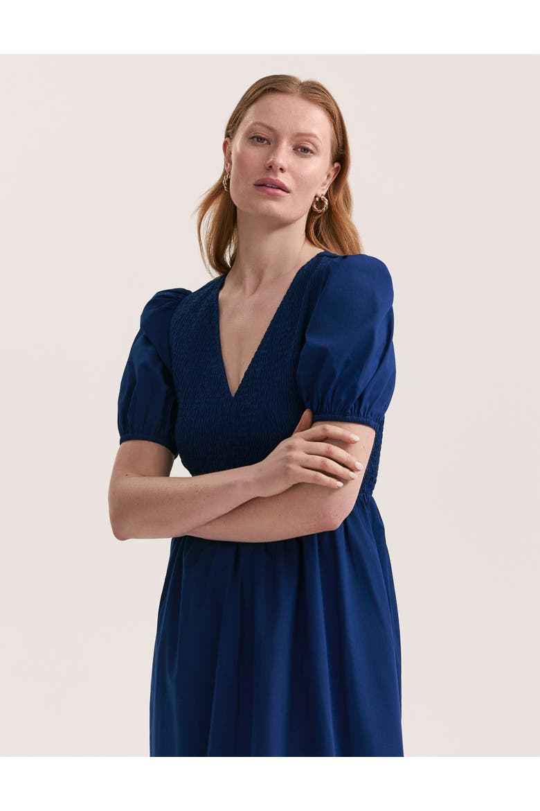 Jamilla Short Sleeve Cotton Midi Dress, Alternate, color, Indigo