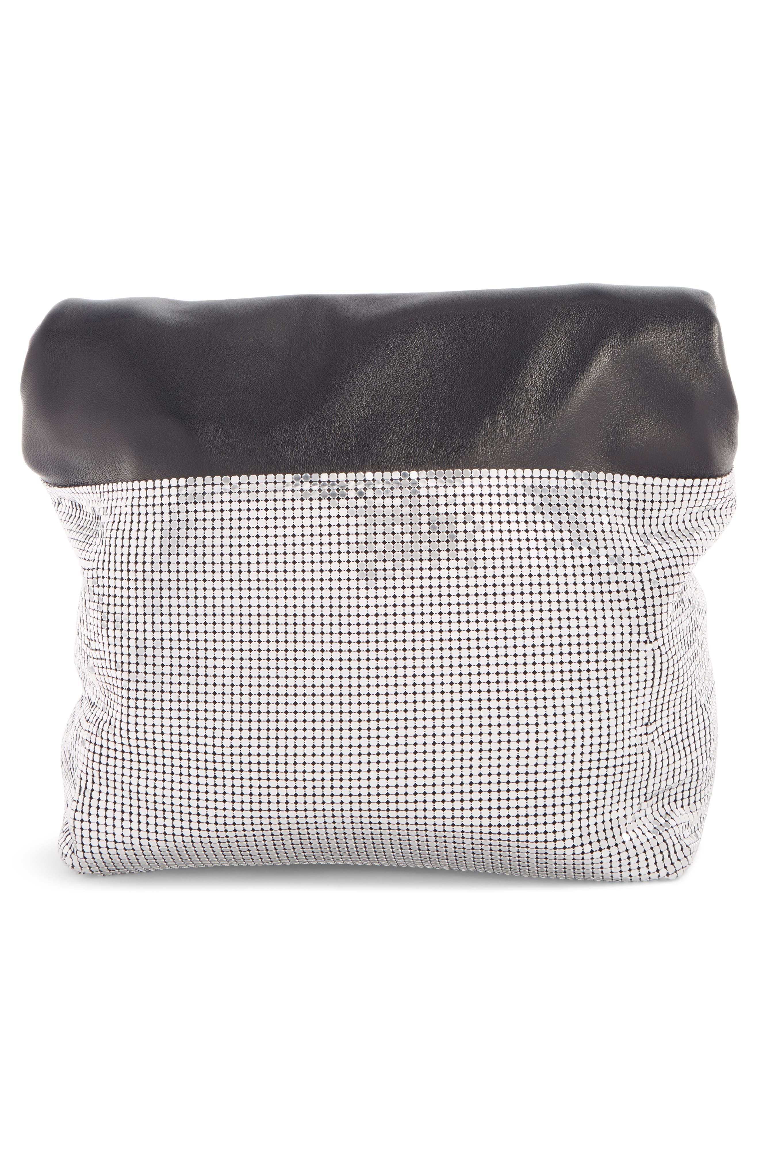 Rabanne paco rabanne Mesh Foldover Clutch, Alternate, color, 