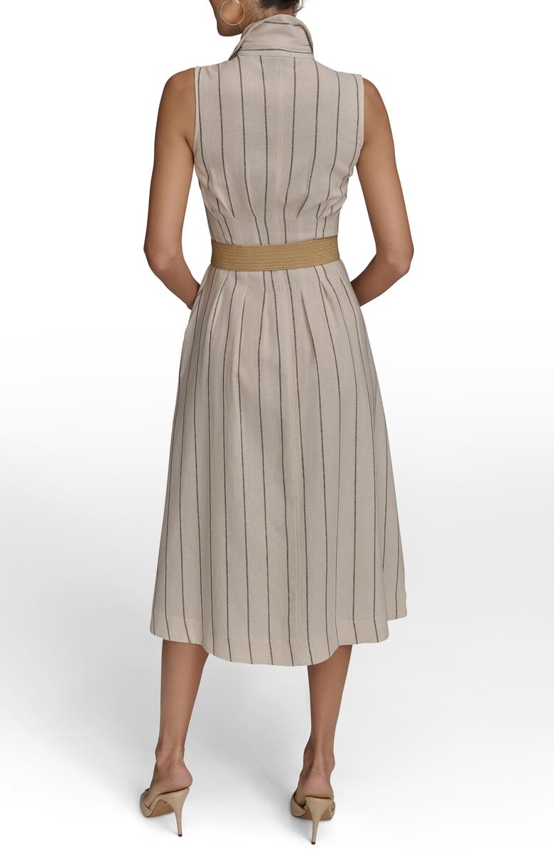 Donna Karan New York Stripe Linen Blend Shirtdress, Alternate, color, Sand/ Ink