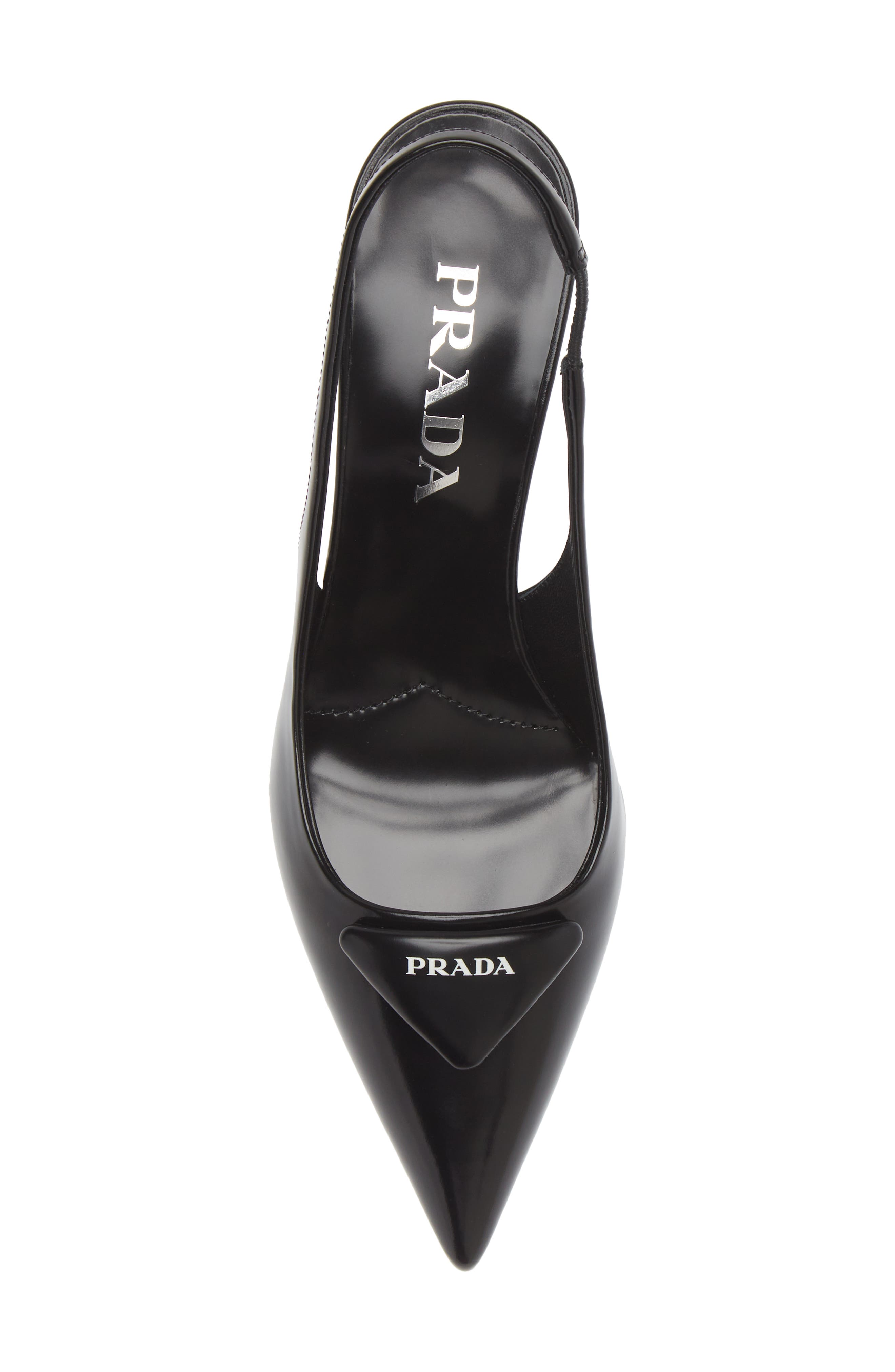 Prada Modellerie Pointed Toe Slingback Pump, Alternate, color, Black
