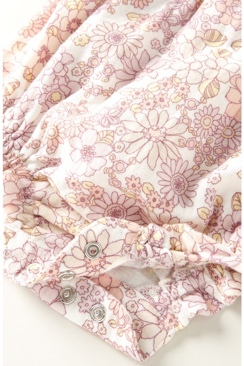 Printed Cotton Bubble Romper, Alternate, color, IVORY EGRET FLAT FLOWERS