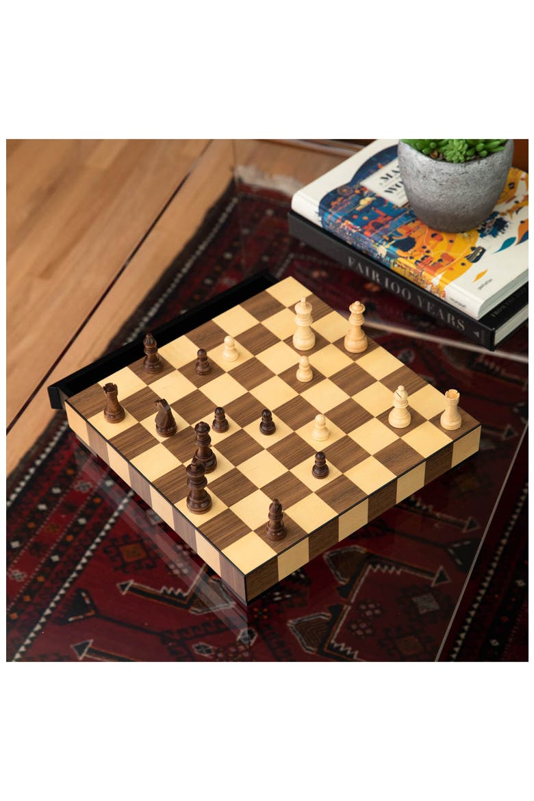 Chess & Checkers Set, Alternate, color, BLACK/TAN/BROWN