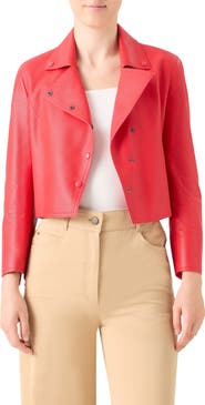 Akris punto Crop Perforated Leather Jacket
