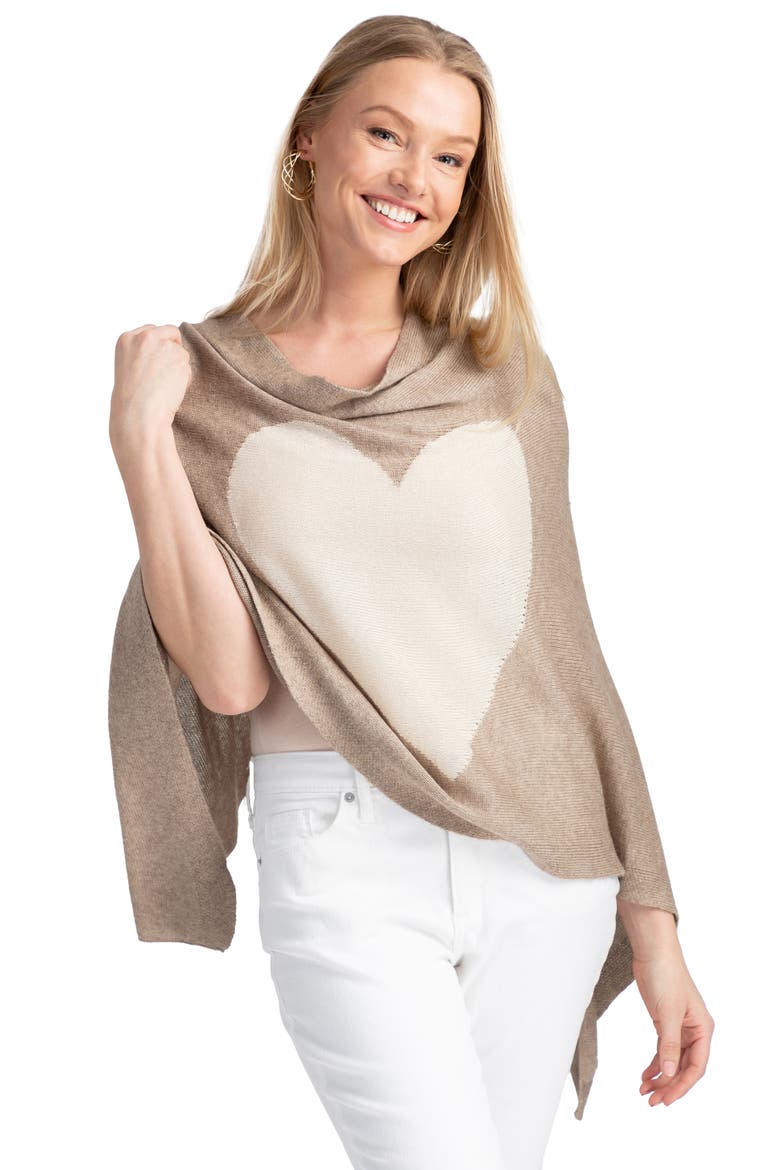 Heart Silk & Cashmere Poncho, Alternate, color, CAMEL