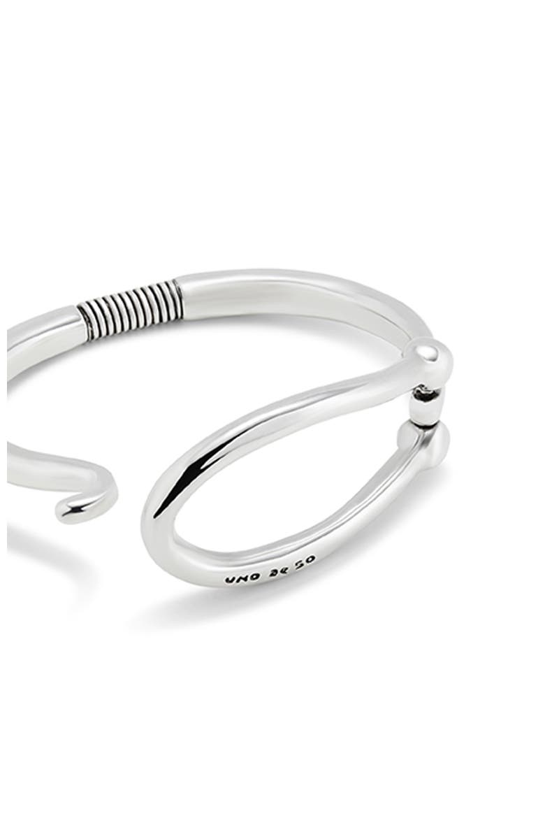 Sterling Silver Plated Rigid Bracelet with Large Link and Inner Spring, Alternate, color, Silver