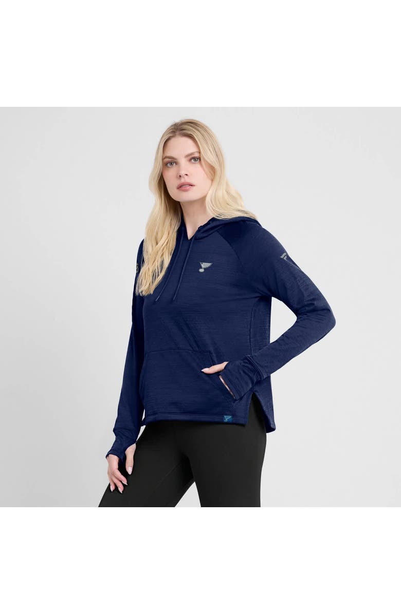 FANATICS Women's Fanatics Heather Navy St. Louis Blues Authentic Pro Pullover Hoodie, Alternate, color, Heather Navy