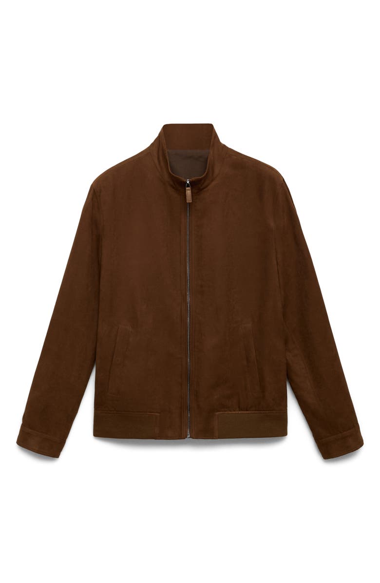 MANGO Faux Suede Jacket, Alternate, color, Cognac