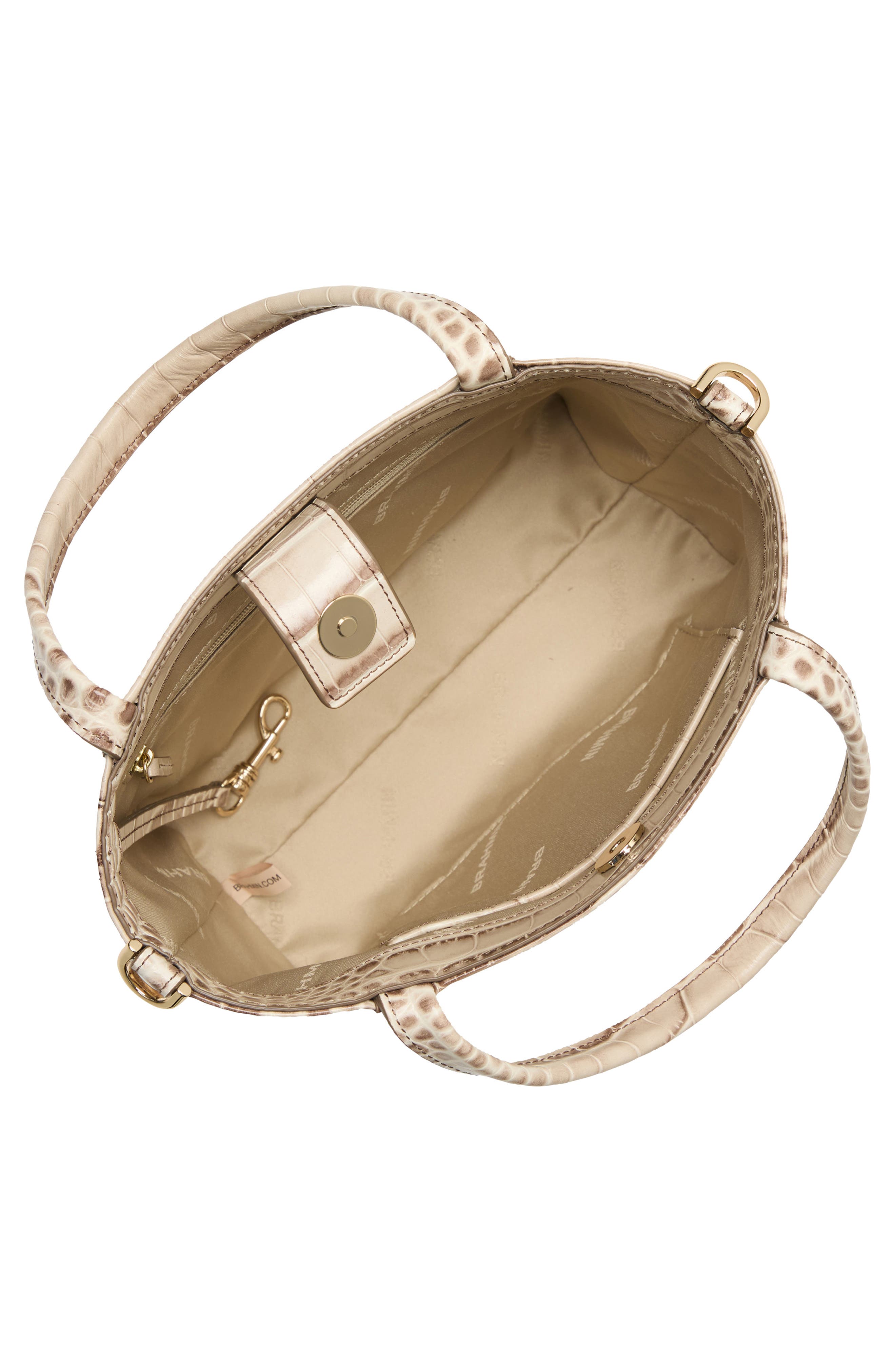 Brahmin Small Mona Croc Embossed Leather Tote, Alternate, color, Warm Gray