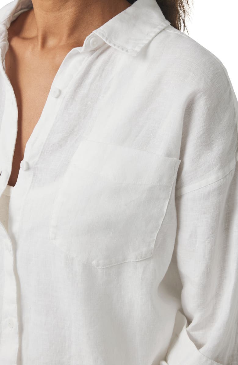 Splendid Stella Oversize Linen Blend Button-Up Shirt, Alternate, color, 