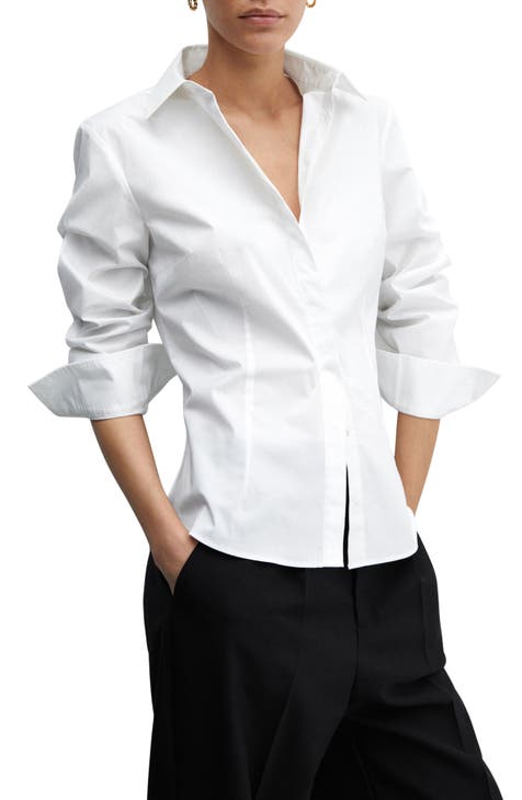 Plus size long white shirt best sale