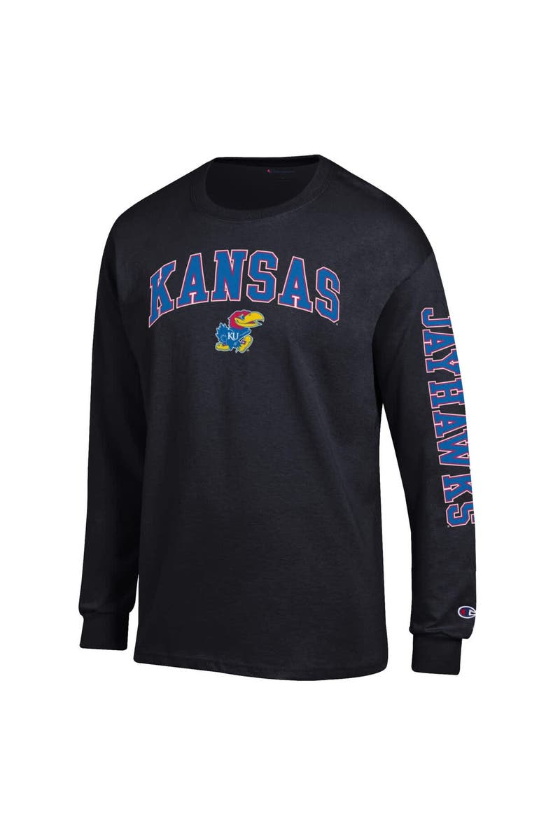 Champion Men's Champion  Black Kansas Jayhawks Arch Over Logo 2-Hit Long Sleeve T-Shirt, Alternate, color, Black