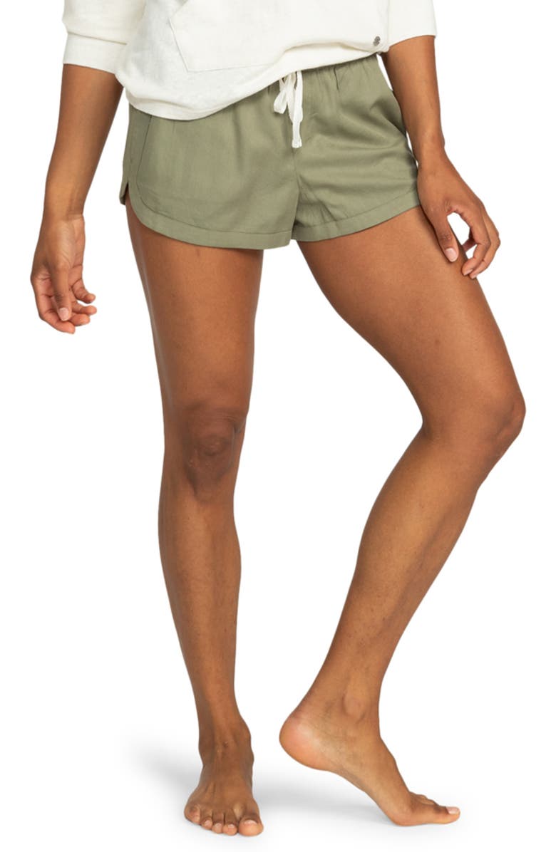 Roxy New Impossible Love Shorts, Main, color, Olive