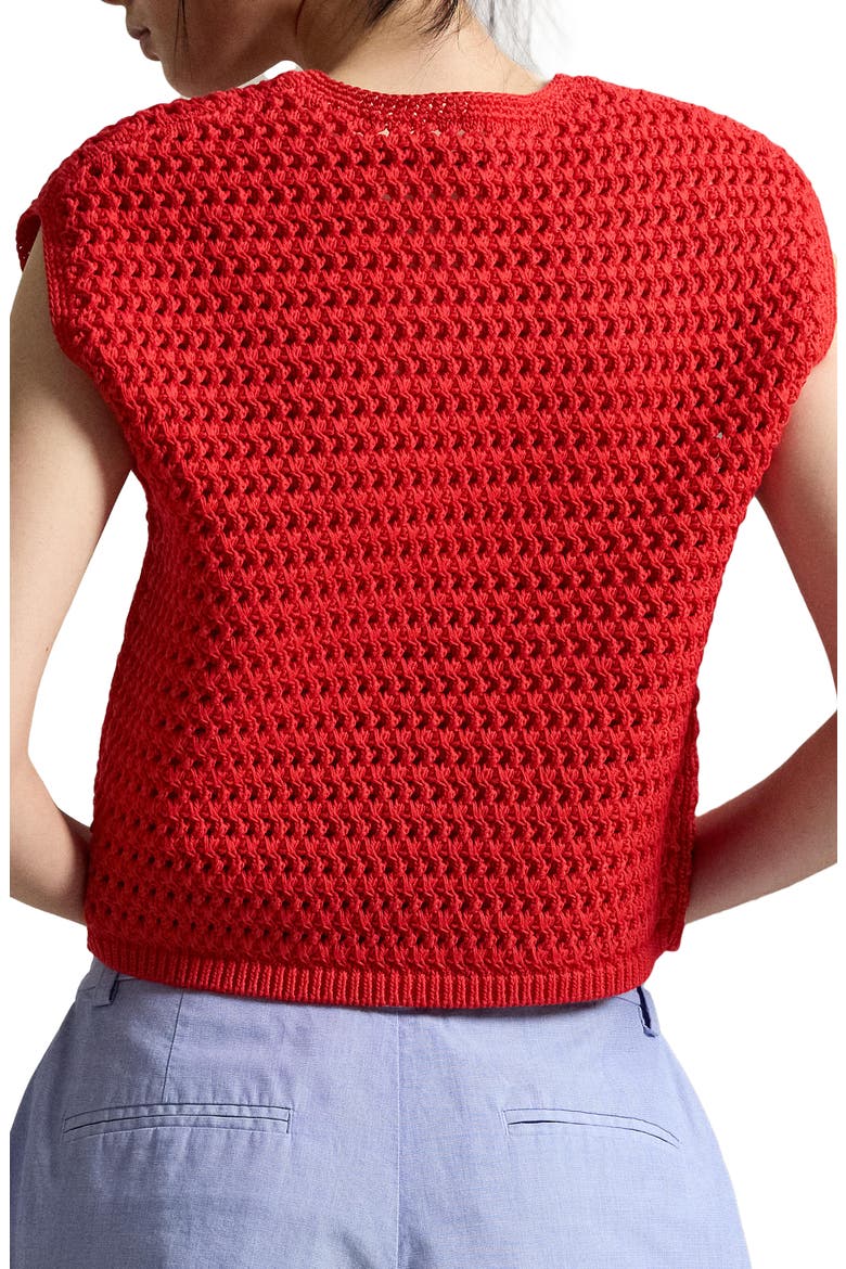 Big Pony Cotton Sweater Vest, Alternate, color, PETAL ROSE