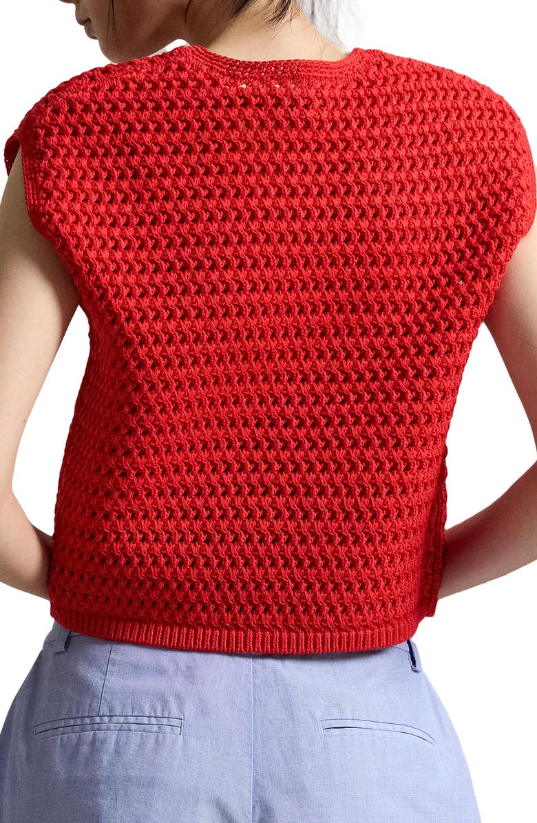 Polo Ralph Lauren Big Pony Cotton Sweater Vest, Alternate, color, Petal Rose