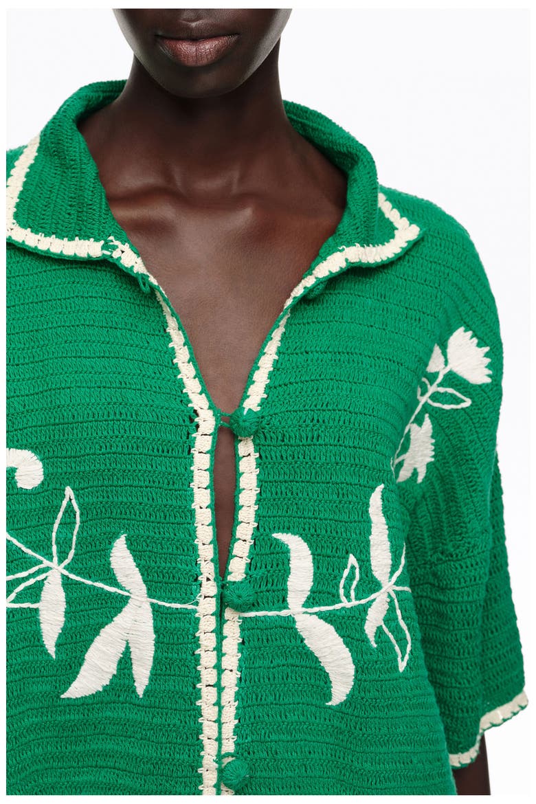 Embroidered Knit Sweater, Alternate, color, GREEN