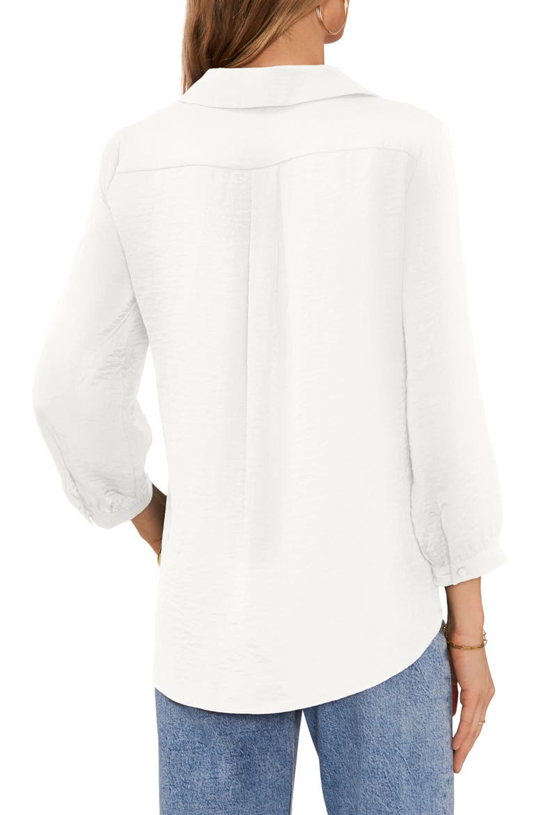 Pleat Front Satin Shirt, Alternate, color, NEW IVORY