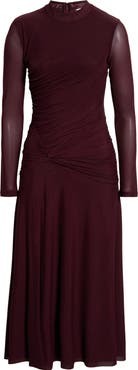 WAYF Selene Ruched Long Sleeve Dress
