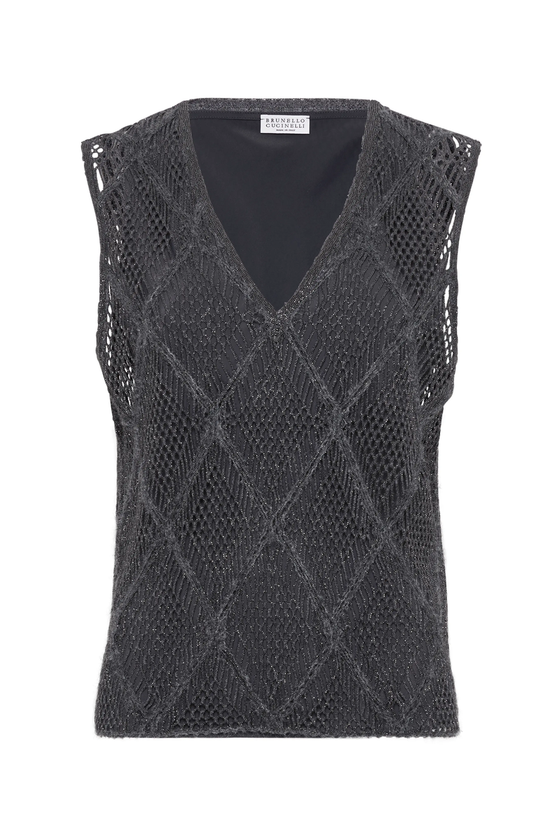 Brunello Cucinelli Precious Argyle Embroidery T-shirt, Main, color, 