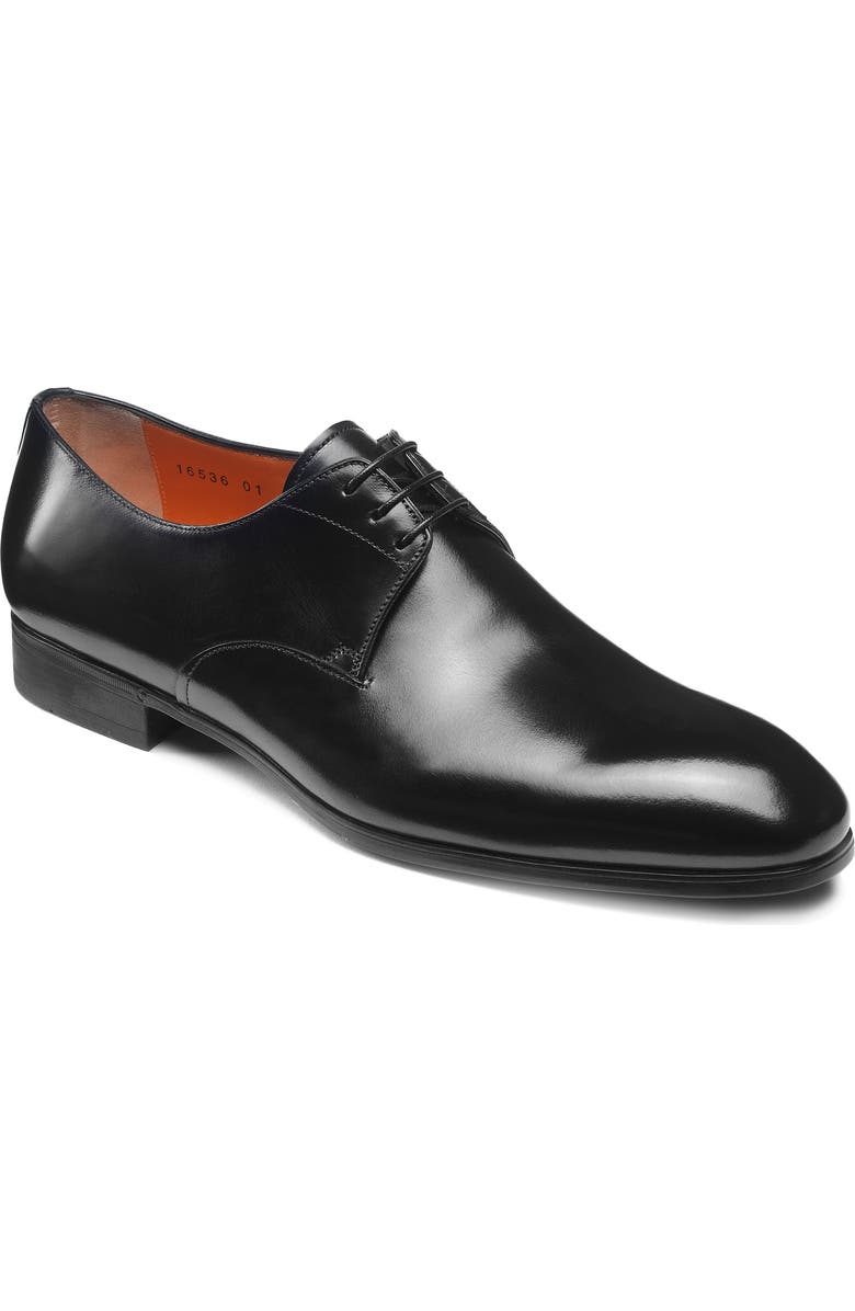 Santoni Induct Plain Toe Derby, Main, color, Black