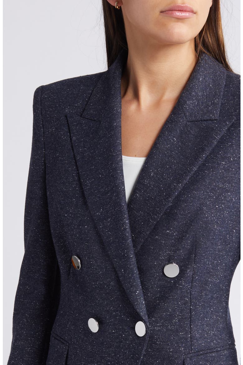 Jia Double Breasted Wool Blend Blazer, Alternate, color, SKY CAPTAIN MINI SLUB