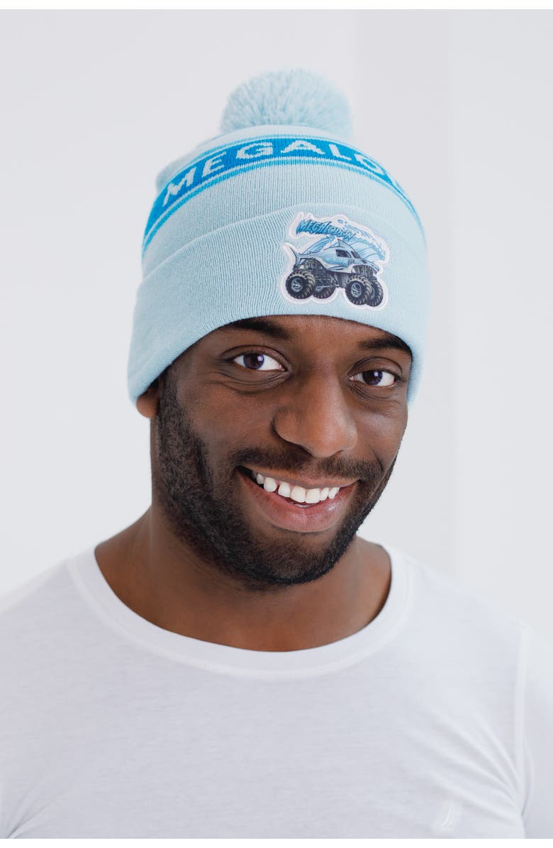 Monster Jam Knit Beanie Hat, Alternate, color, Megalodon Sky Blue